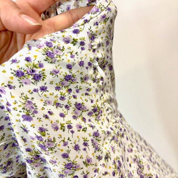 Riley Dress Floral White Midi Dress V-Neck Ruffle Trim sz XL - Picture 10 of 11